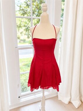 Lucy in the Sky Red Spaghetti-Strap Flared Mini Dress